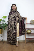 Purple Embroidered Trendy Velvet Dupatta - Luxurion World