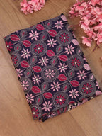 Purple Hand Embroidered Kantha Bangalore Silk Dupatta - Luxurion World