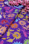 Purple Hand Embroidered Kantha Silk Fabric ( 1 Mtr ) - Luxurion World