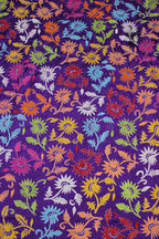 Purple Hand Embroidered Kantha Silk Fabric ( 1 Mtr ) - Luxurion World