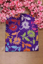 Purple Hand Embroidered Kantha Silk Fabric ( 1 Mtr ) - Luxurion World