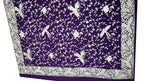 Purple Hand Embroidered Parsi Gara Crepe Floral Design Saree - Luxurion World
