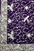 Purple Hand Embroidered Parsi Gara Crepe Floral Design Saree - Luxurion World