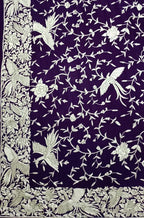 Purple Hand Embroidered Parsi Gara Crepe Floral Design Saree - Luxurion World