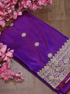 Purple Handloom Banarasi Pure Katan Silk Dupatta - Luxurion World