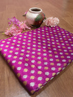 Purple Handloom Banarasi Pure Katan Silk Fabric (1Mtr) - Luxurion World