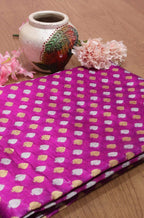 Purple Handloom Banarasi Pure Katan Silk Fabric (1Mtr) - Luxurion World