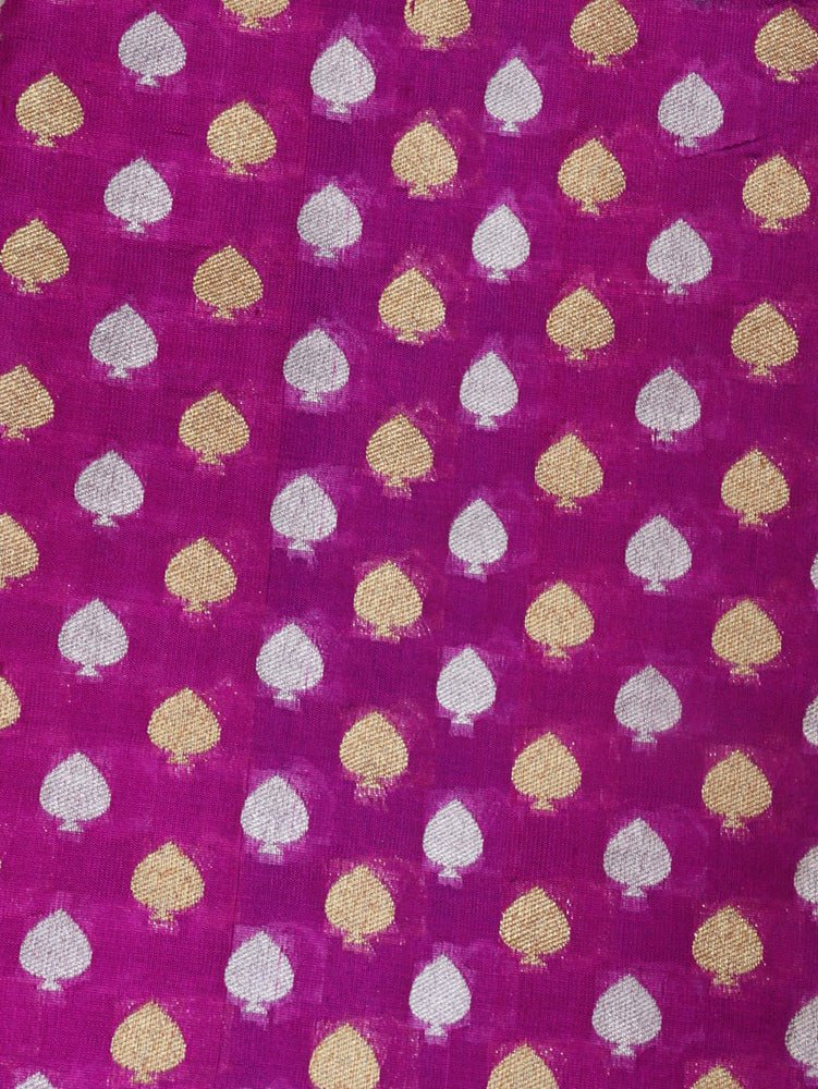 Purple Handloom Banarasi Pure Katan Silk Fabric (1Mtr) - Luxurion World