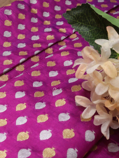 Purple Handloom Banarasi Pure Katan Silk Fabric (1Mtr)
