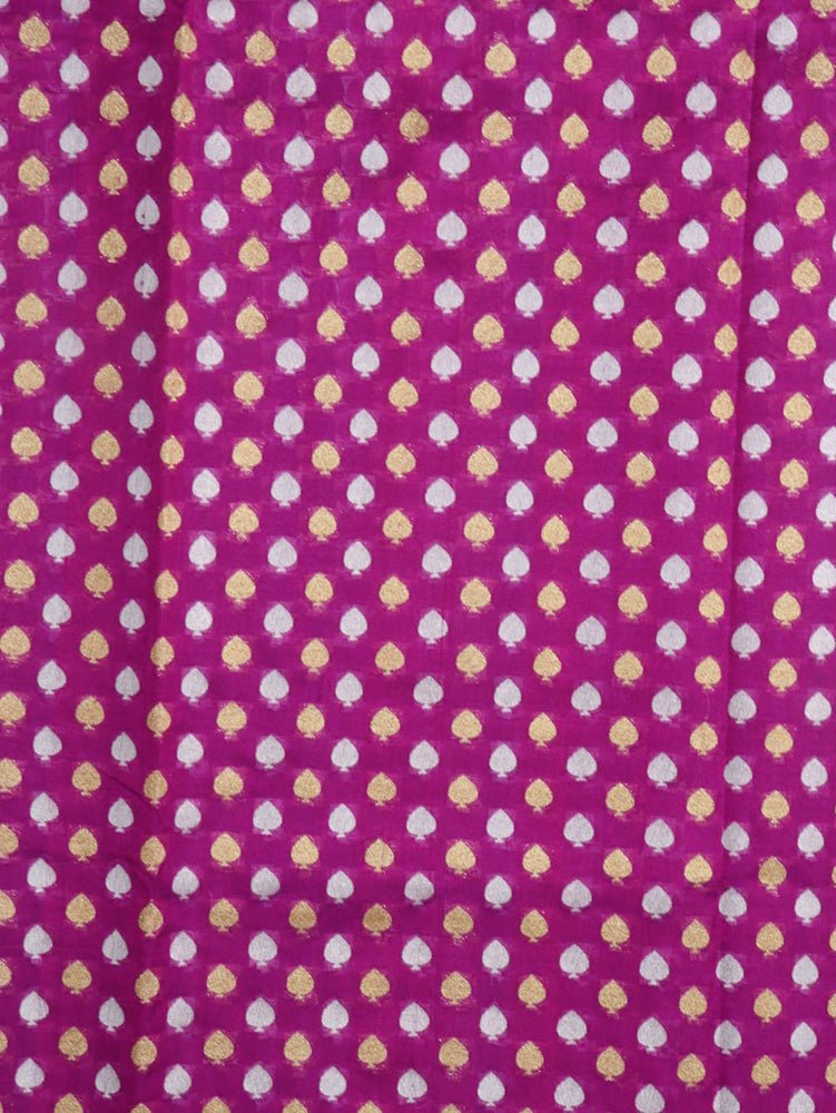 Purple Handloom Banarasi Pure Katan Silk Fabric (1Mtr) - Luxurion World