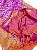 Purple Handloom Banarasi Pure Katan Silk Saree - Luxurion World