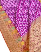 Purple Handloom Banarasi Pure Katan Silk Saree - Luxurion World