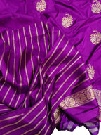 Purple Handloom Banarasi Pure Katan Silk Saree - Luxurion World