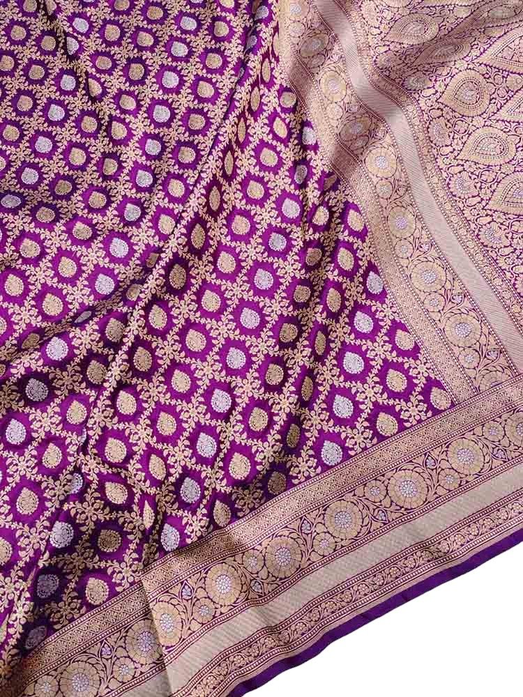 Purple Handloom Banarasi Pure Katan Silk Saree