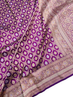Purple Handloom Banarasi Pure Katan Silk Saree - Luxurion World