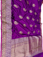 Purple Handloom Banarasi Pure Katan Silk Saree - Luxurion World