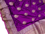 Purple Handloom Banarasi Pure Katan Silk Saree - Luxurion World