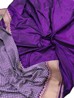 Purple Handloom Banarasi Pure Katan Silk Silver Zari Tanchui Tilfi Border Saree - Luxurion World