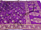 Purple Handloom Banarasi Pure Katan Silk Sona Roopa Dupatta - Luxurion World