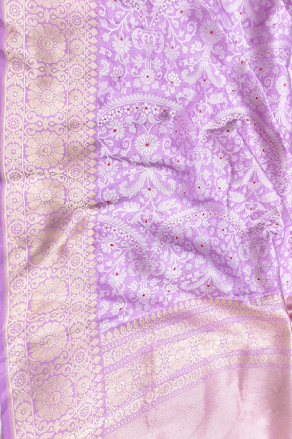 Purple Handloom Banarasi Pure Katan Silk Sona Roopa Saree - Luxurion World