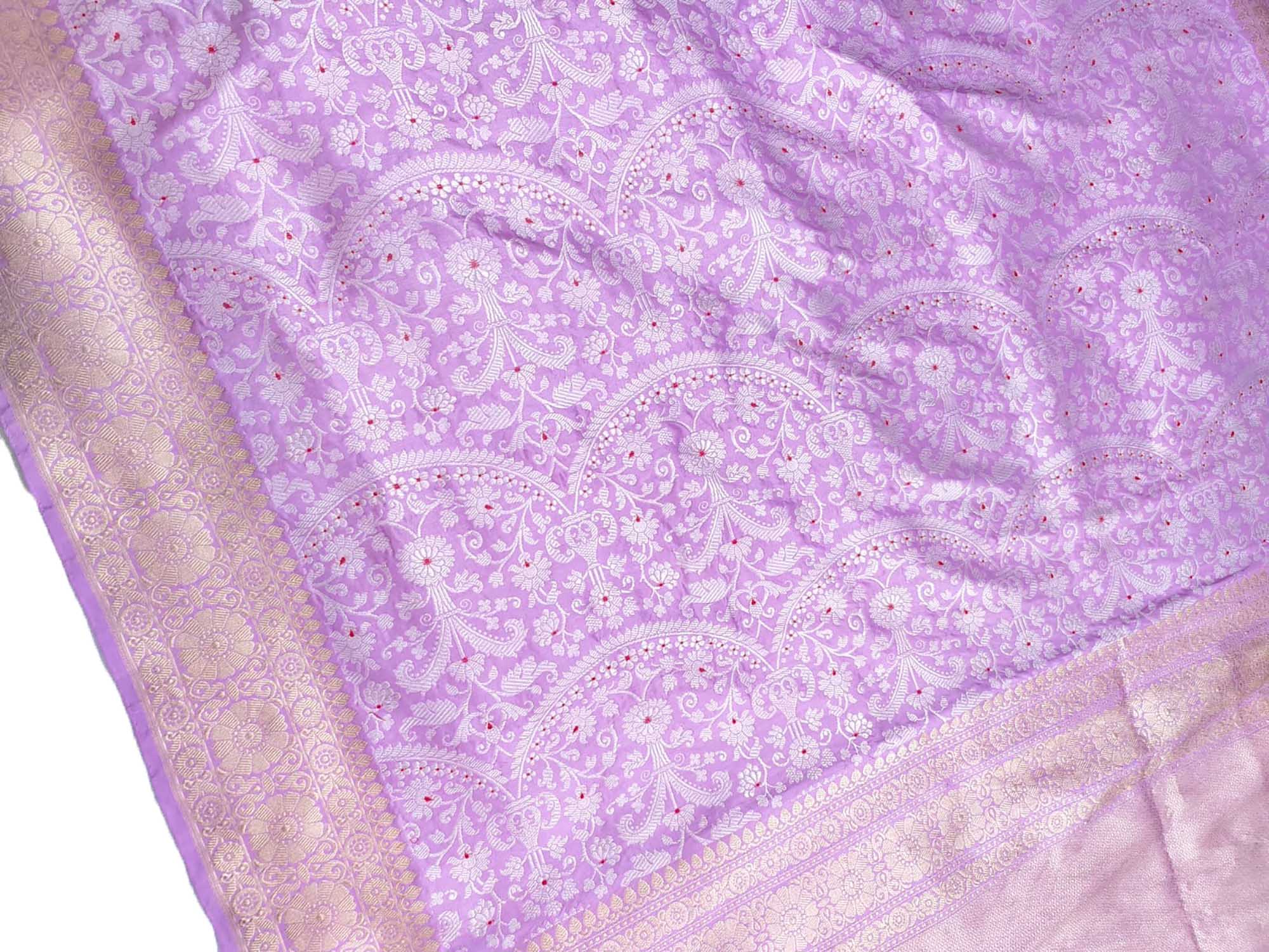 Purple Handloom Banarasi Pure Katan Silk Sona Roopa Saree - Luxurion World