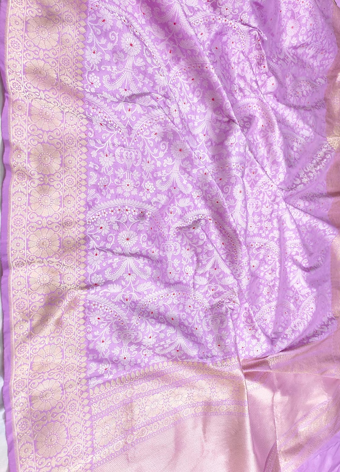 Purple Handloom Banarasi Pure Katan Silk Sona Roopa Saree - Luxurion World
