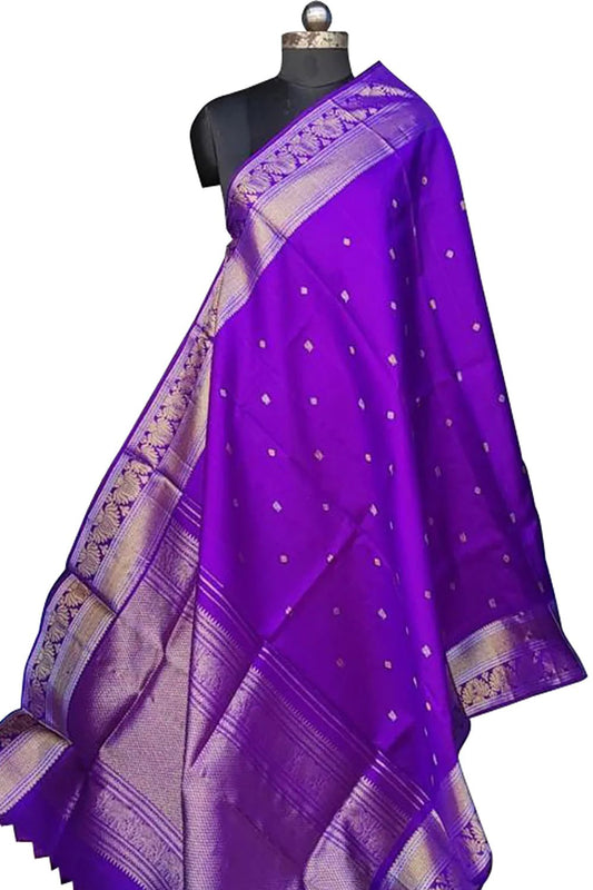 Purple Handloom Kanjeevaram Pure Silk Dupatta