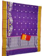 Purple Handloom Kota Doria Real Zari Elephant Deasign Saree - Luxurion World