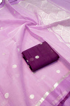 Purple Handloom Kota Doria Real Zari Saree - Luxurion World