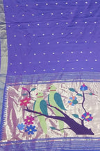 Purple Handloom Paithani Pure Cotton Saree - Luxurion World