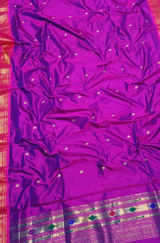 Purple Handloom Paithani Pure Silk Dupatta