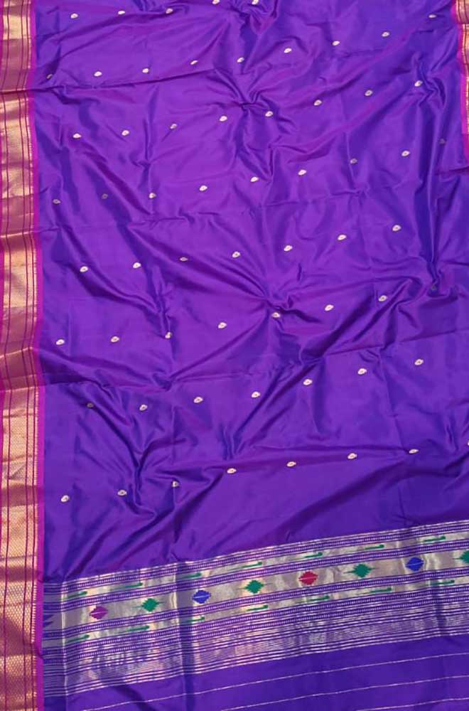 Purple Handloom Paithani Pure Silk Dupatta - Luxurion World