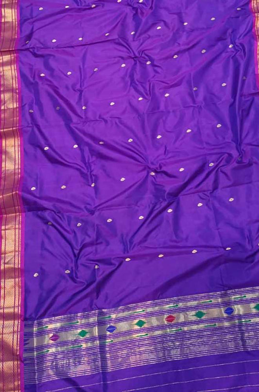 Purple Handloom Paithani Pure Silk Dupatta - Luxurion World