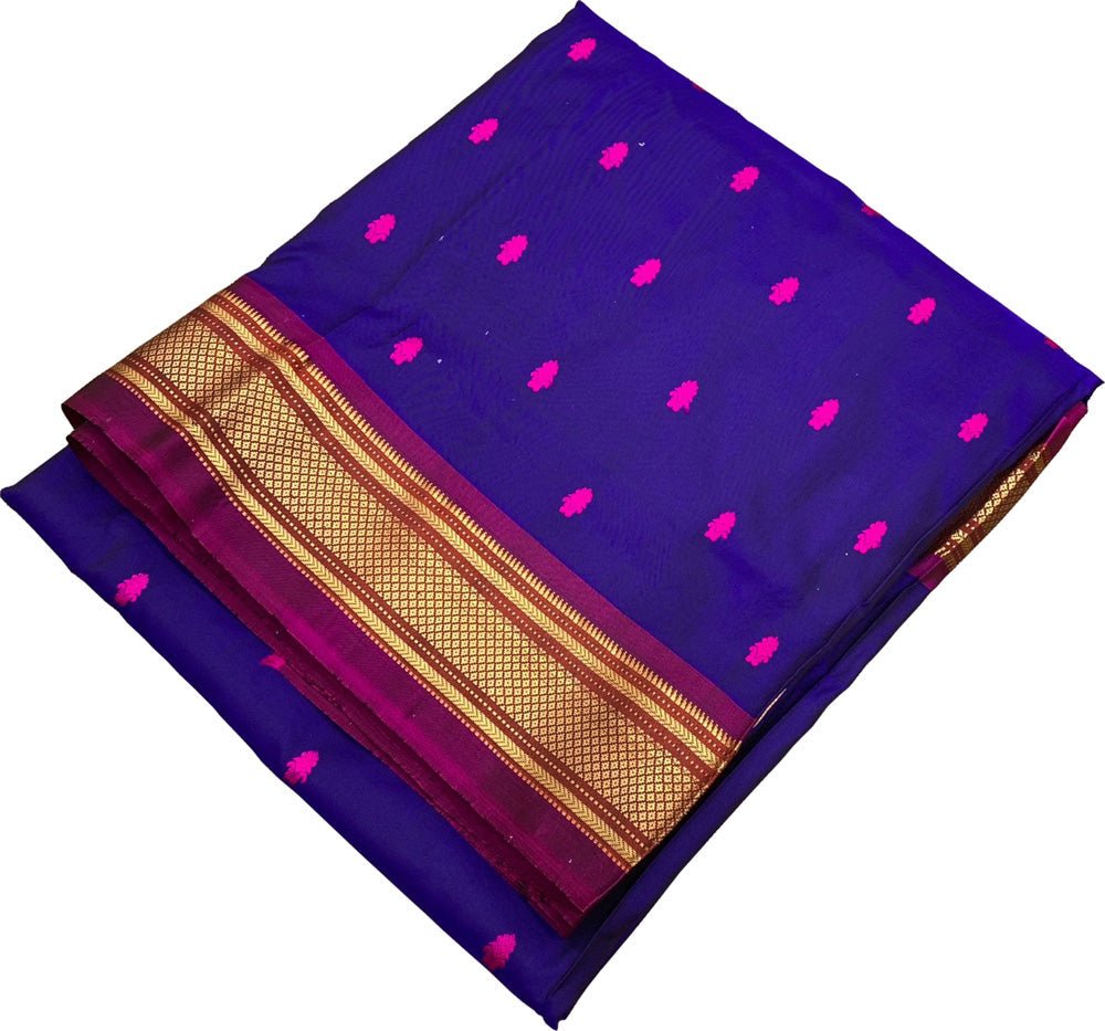Purple Handloom Paithani Pure Silk Saree - Luxurion World