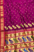 Purple Handloom Paithani Pure Silk Saree - Luxurion World