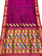 Purple Handloom Paithani Pure Silk Saree - Luxurion World