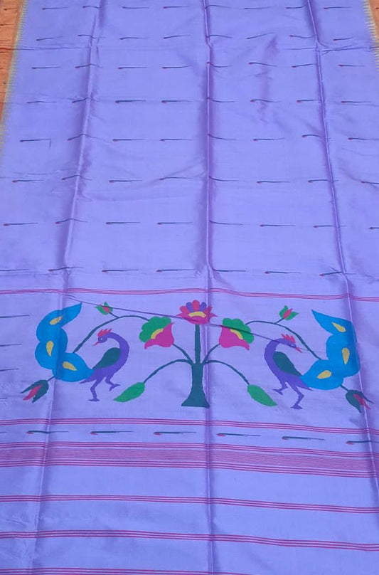 Purple Handloom Paithani Pure Silk Single Muniya Dupatta