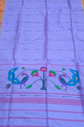 Purple Handloom Paithani Pure Silk Single Muniya Dupatta - Luxurion World