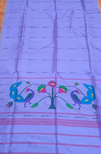 Purple Handloom Paithani Pure Silk Single Muniya Dupatta - Luxurion World