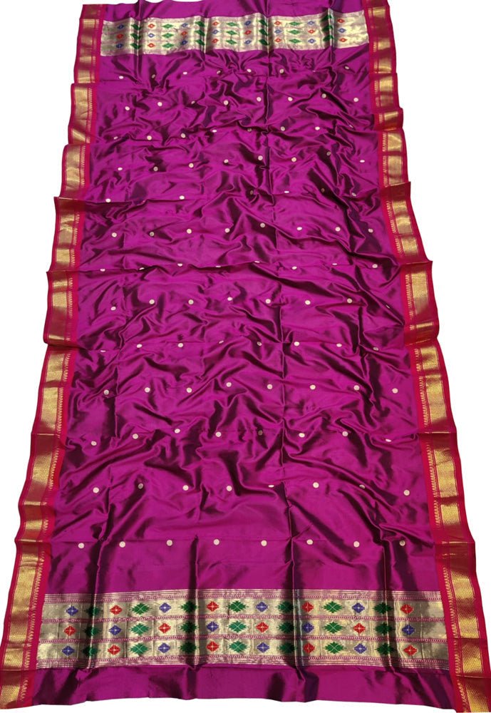 Purple Paithani Pure Silk Dupatta - Luxurion World