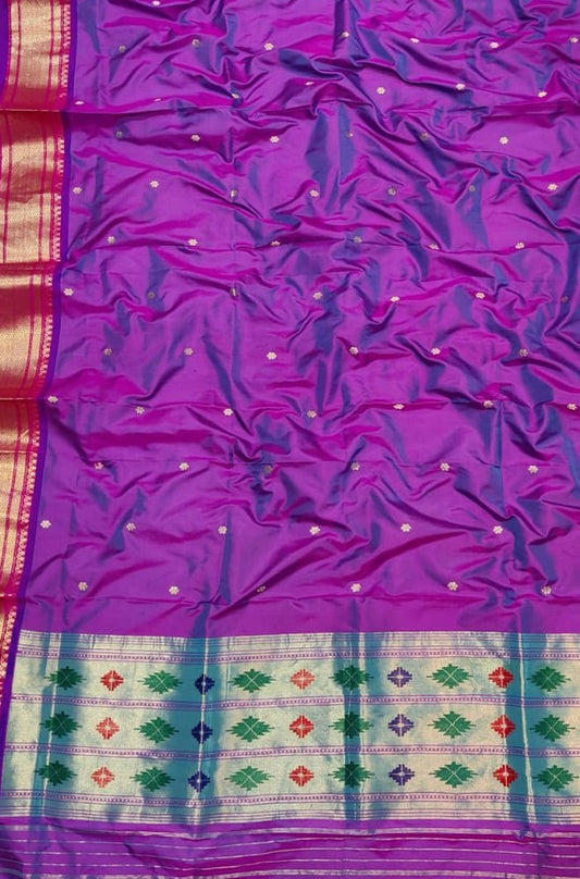 Purple Paithani Pure Silk Dupatta - Luxurion World