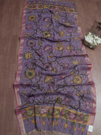 Purple Pen Kalamkari Pure Silk Dupatta - Luxurion World