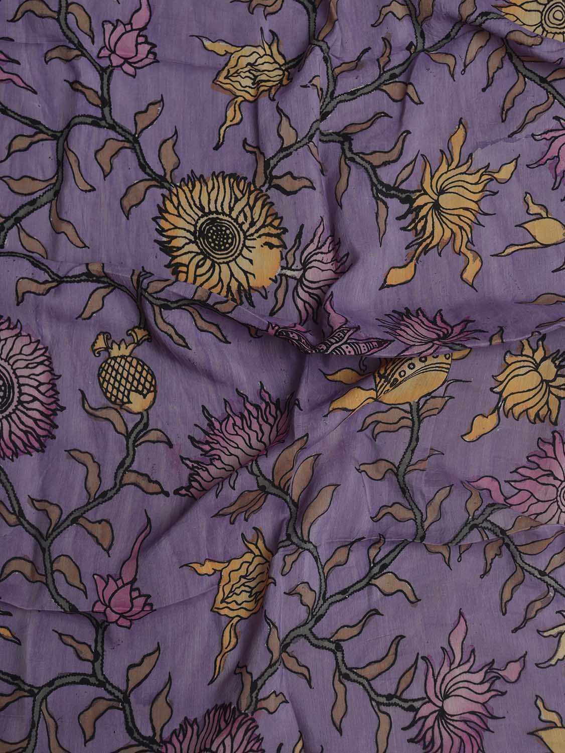 Purple Pen Kalamkari Pure Silk Dupatta - Luxurion World