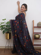 Purple Pen Kalamkari Pure Silk Saree - Luxurion World
