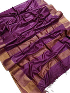 Purple Plain Bhagalpur Kota Silk Saree - Luxurion World