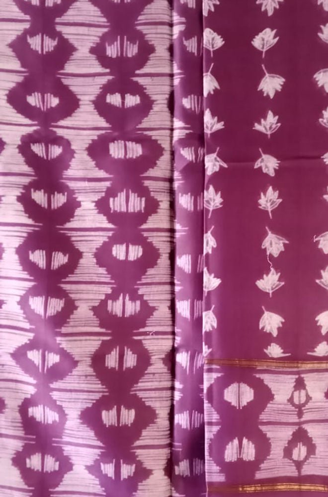 Purple Shibori Cotton Silk Two Piece Unstitched Suit Set - Luxurion World