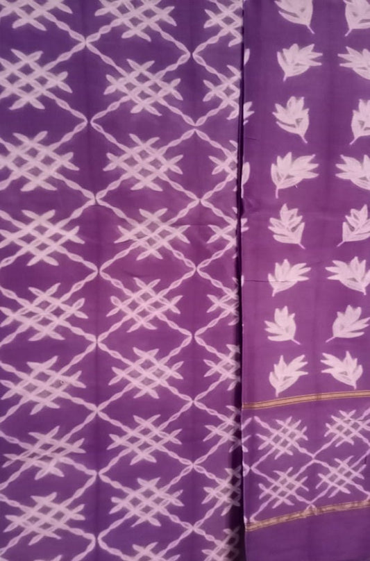 Purple Shibori Cotton Silk Two Piece Unstitched Suit Set - Luxurion World