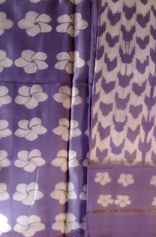 Purple Shibori Cotton Silk Two Piece Unstitched Suit Set - Luxurion World