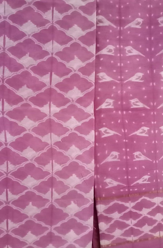 Purple Shibori Cotton Silk Two Piece Unstitched Suit Set - Luxurion World