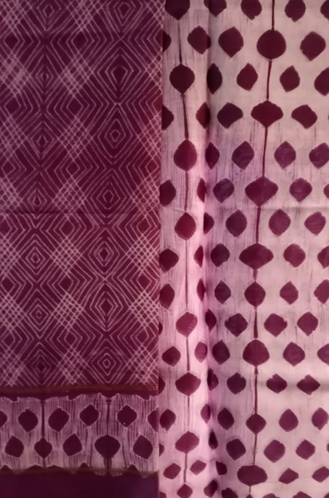 Purple Shibori Cotton Silk Two Piece Unstitched Suit Set